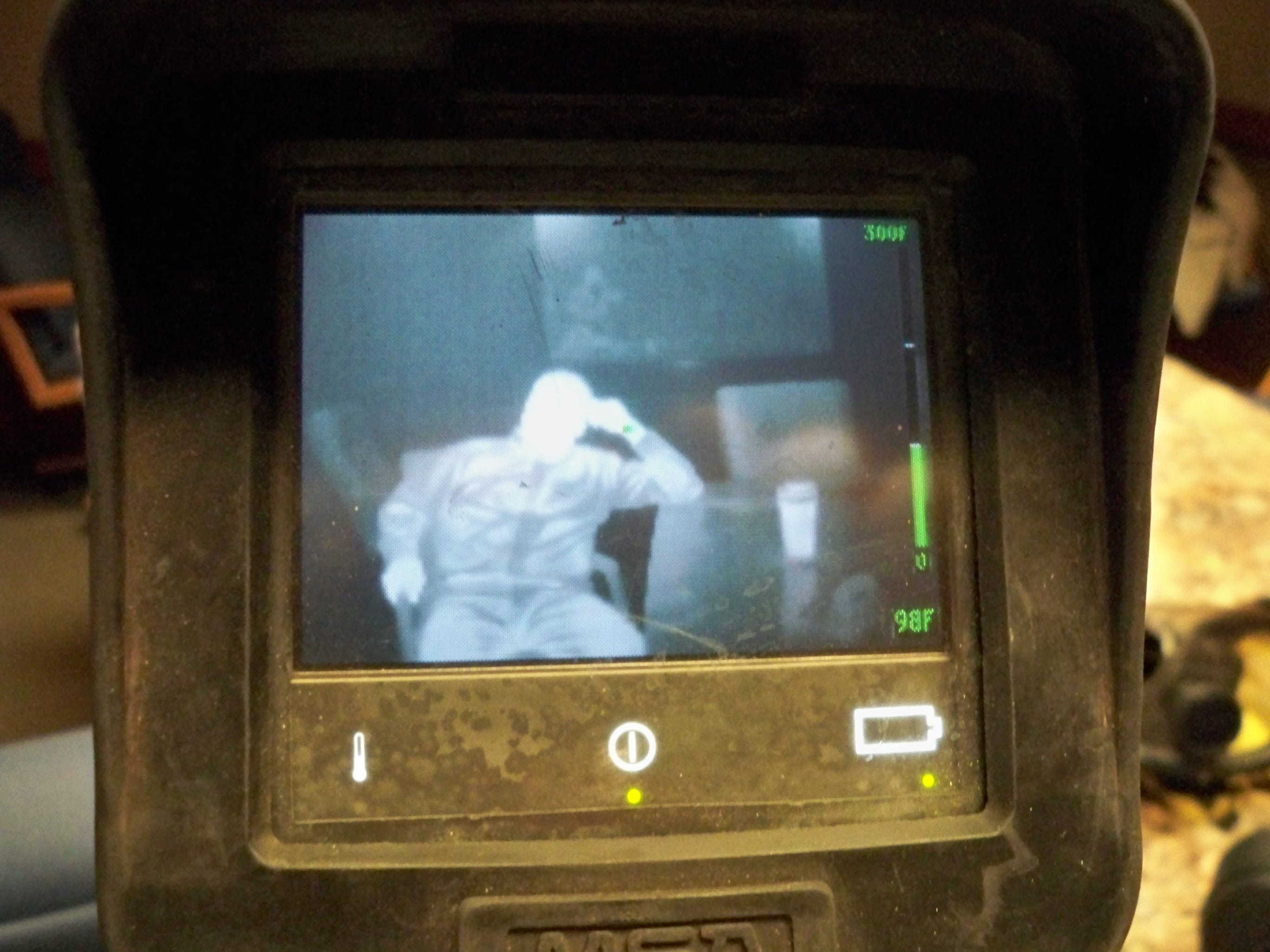 The view through a thermal imaging camera.