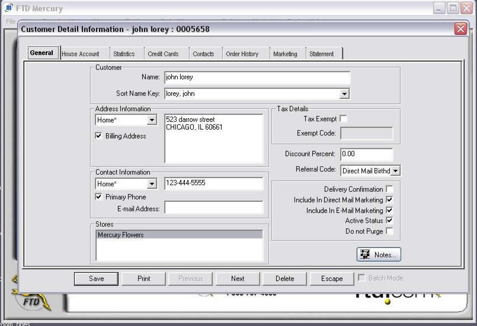 Screenshot of the FTD Point of Sale interface.