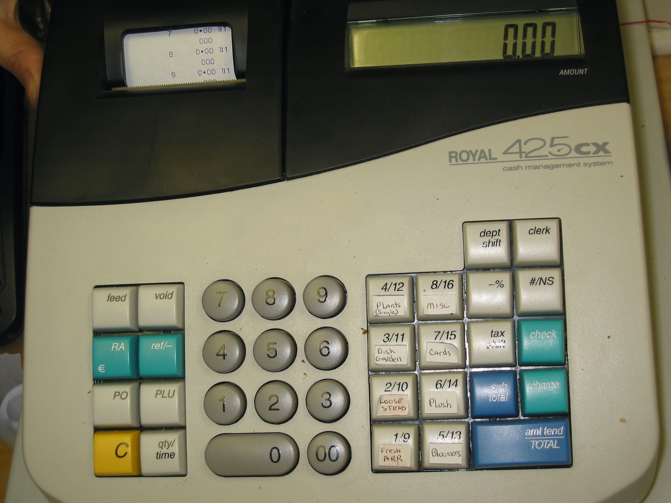 Photo of a cash register at a florist shop.